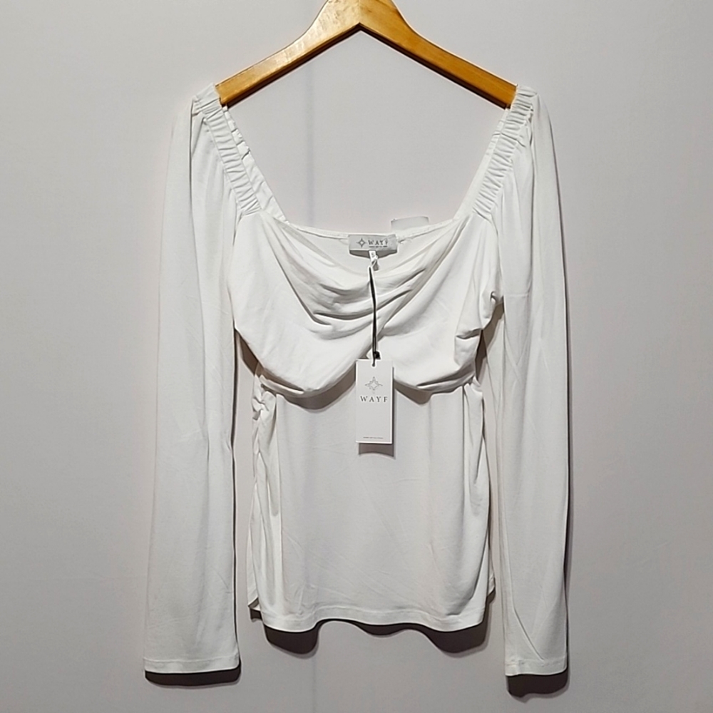 WAYF Long Sleeves White Top